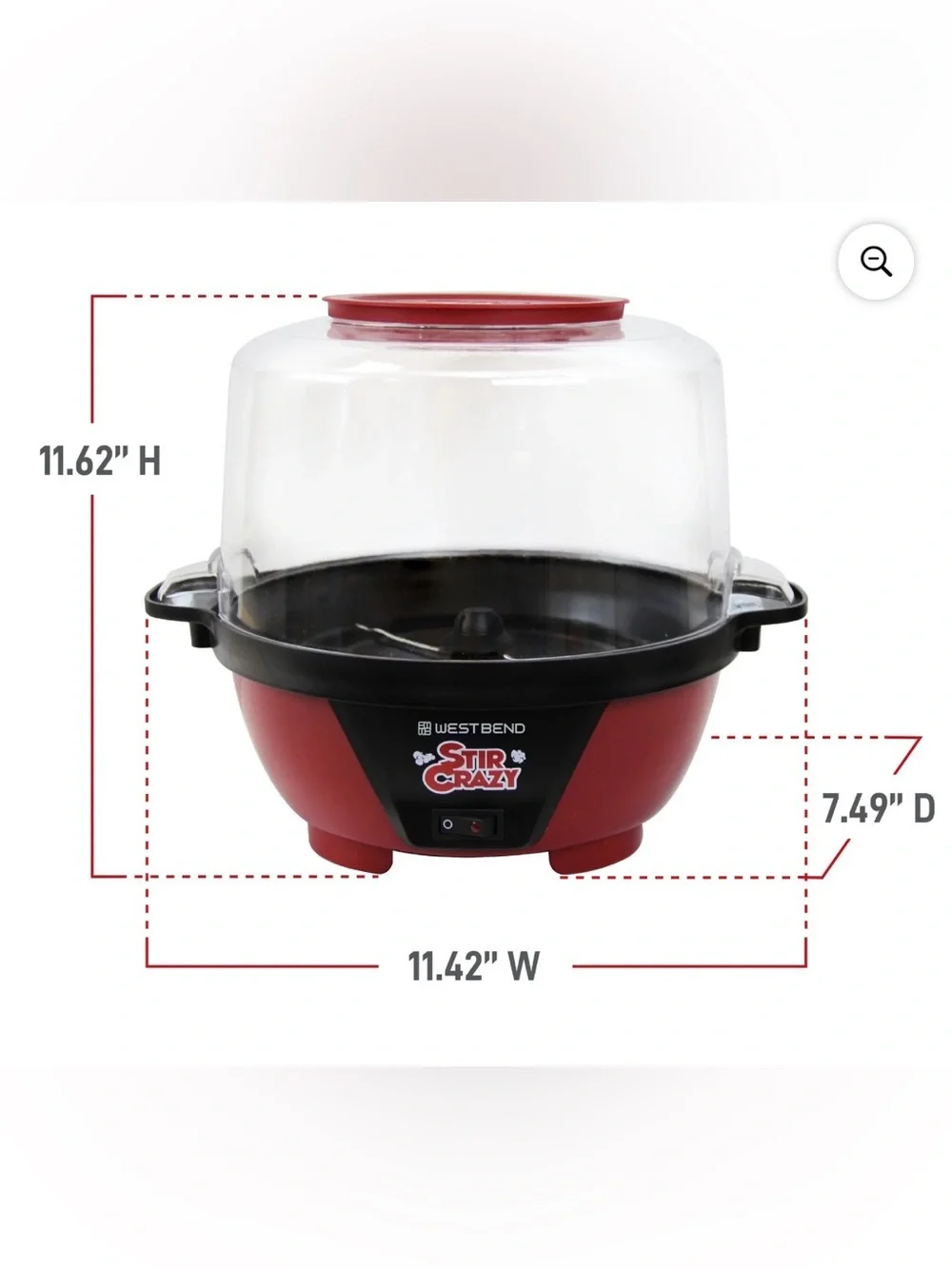 West Bend Stir Crazy Popcorn Popper in Red & Black
